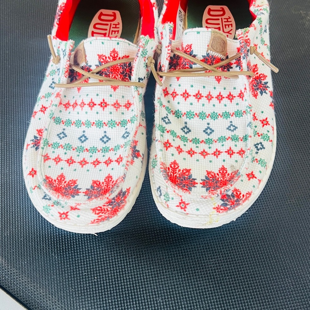 Hey Dude Kids' Moccasins - Red and White Pattern